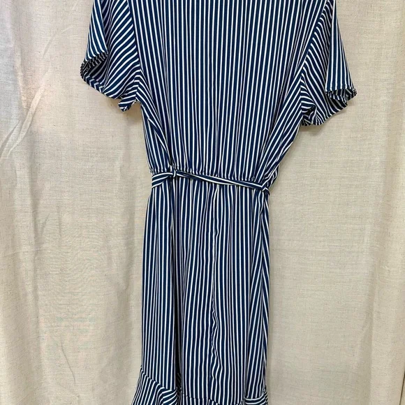 NAIF Navy and White Striped Asymmetrical Dress - Picture 2 of 3